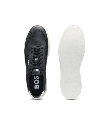 Leather trainers with contrast logos