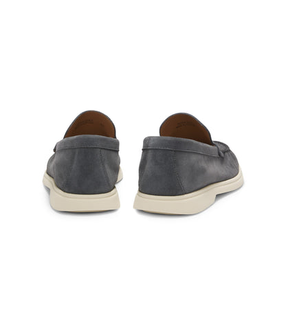Suede loafers with embossed logo