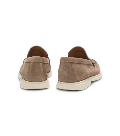 Suede loafers with embossed logo