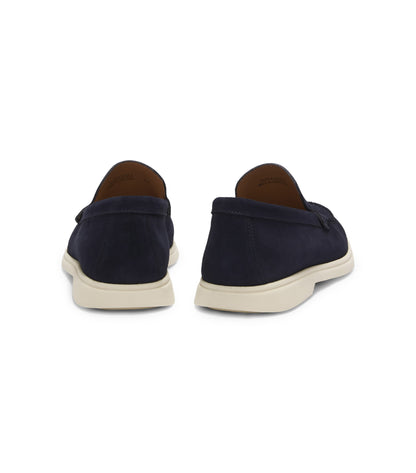 Suede loafers with embossed logo