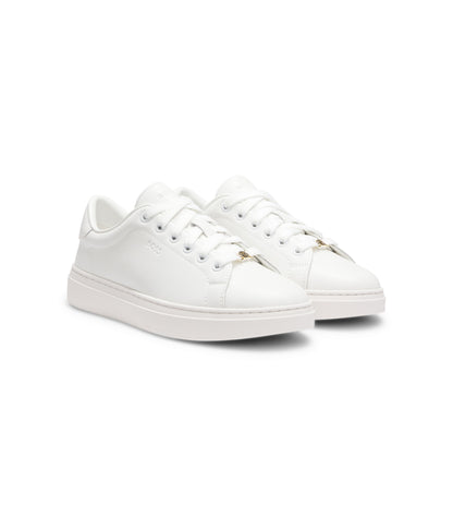 Leather trainers with embossed logos