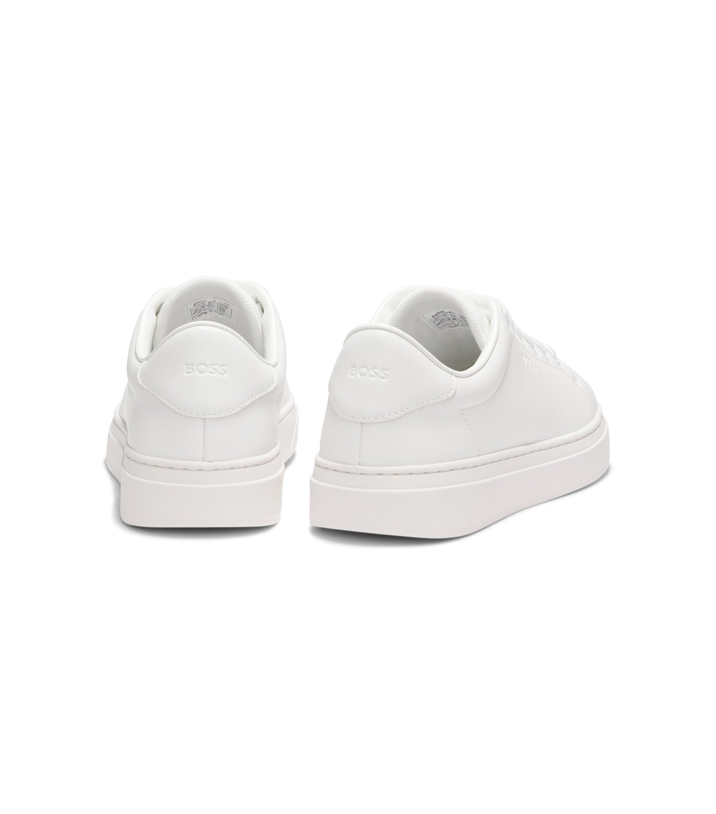 Leather trainers with embossed logos