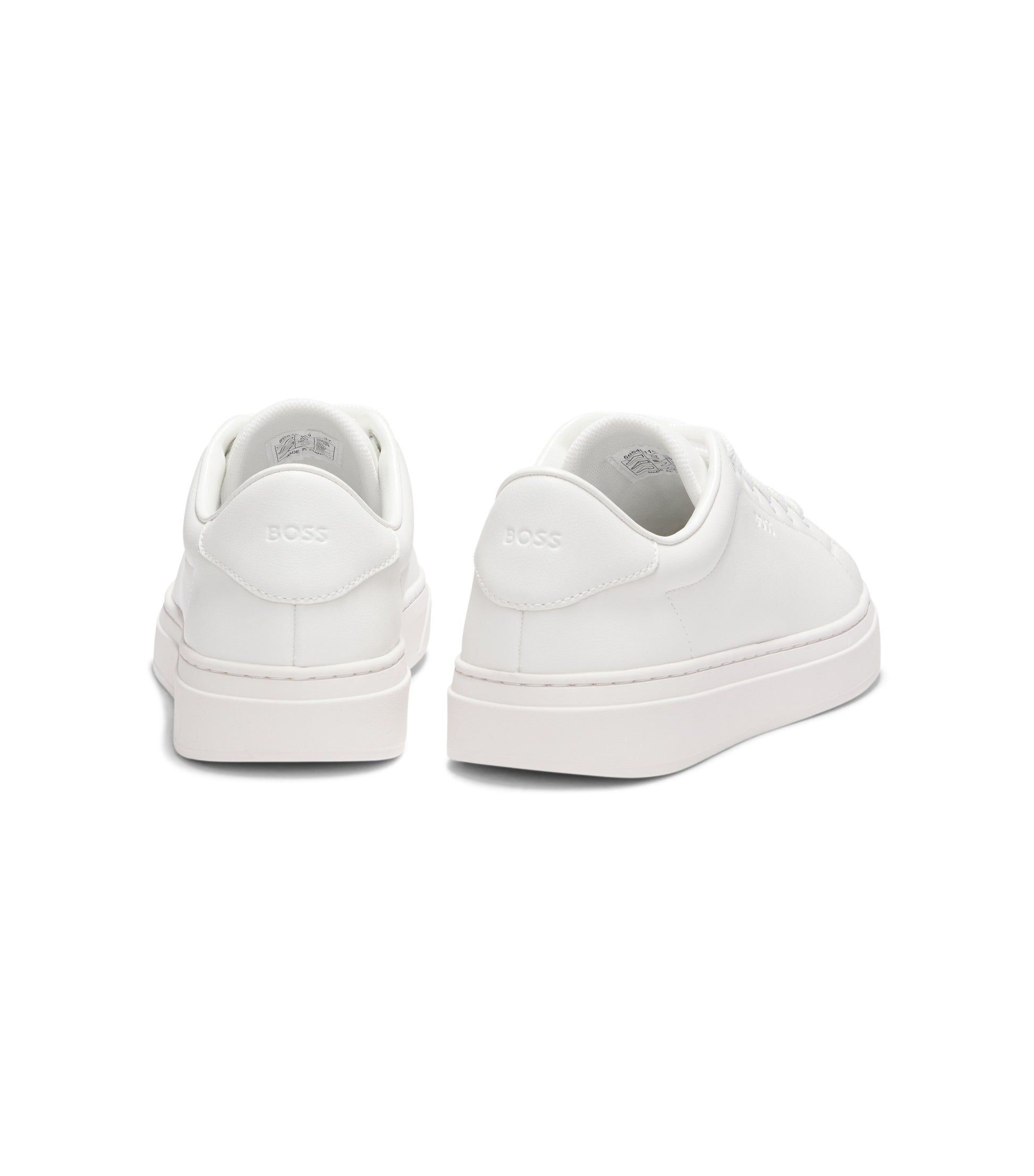 Leather trainers with embossed logos