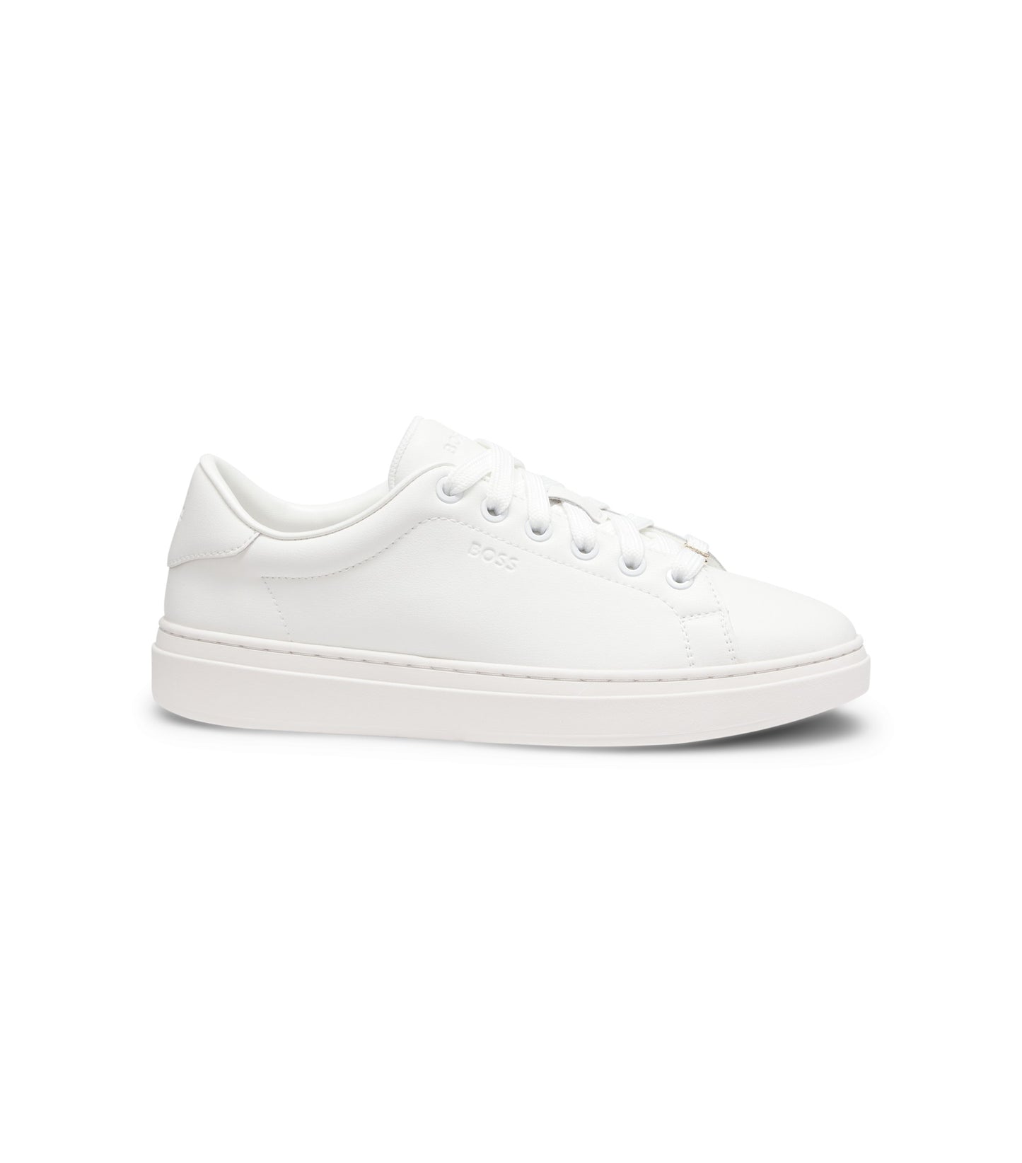 Leather trainers with embossed logos