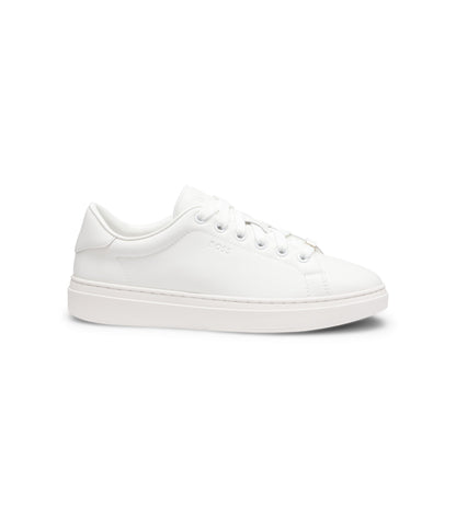 Leather trainers with embossed logos