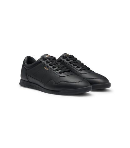 Nappa-leather trainers with gold-tone branding