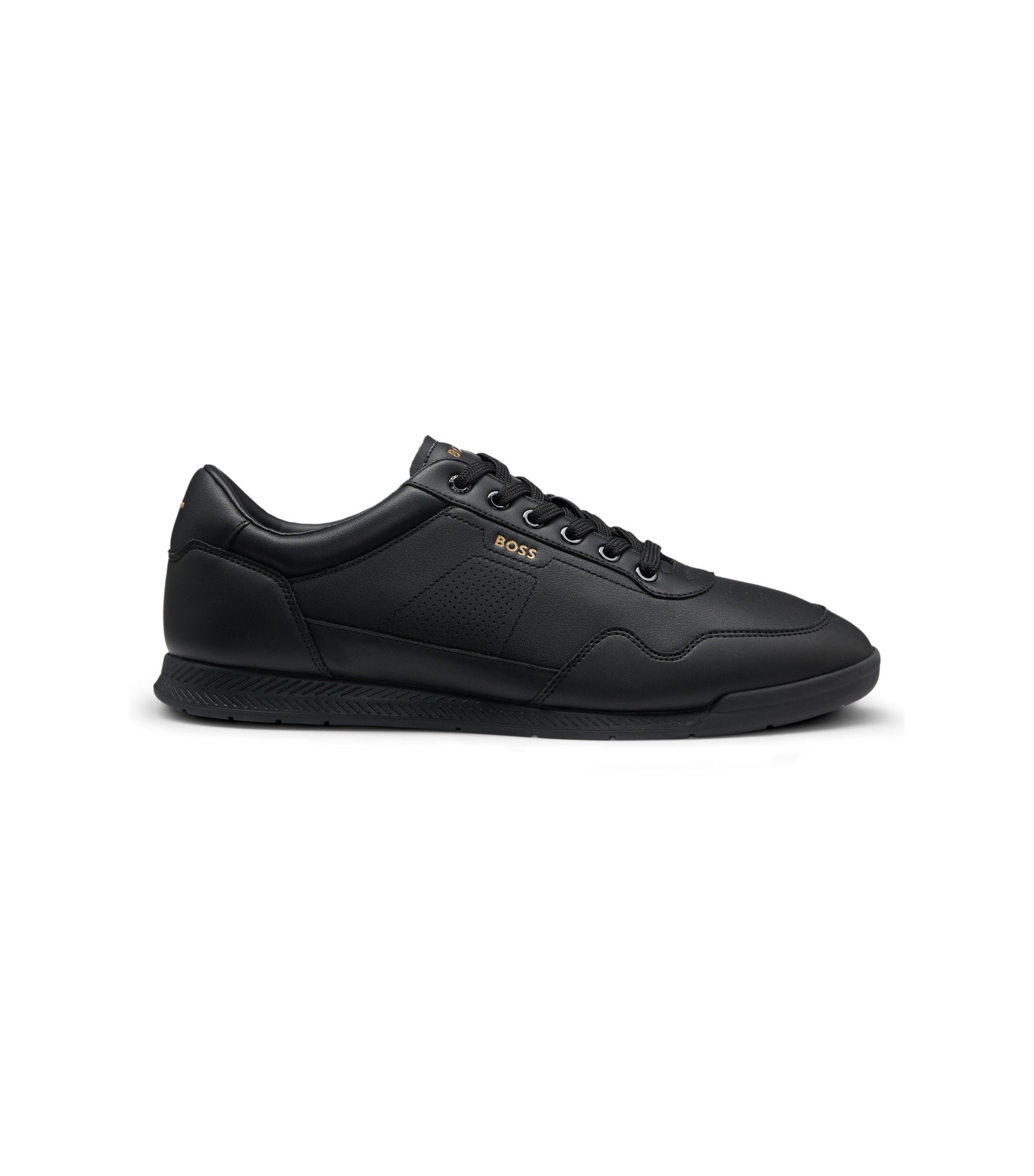 Nappa-leather trainers with gold-tone branding