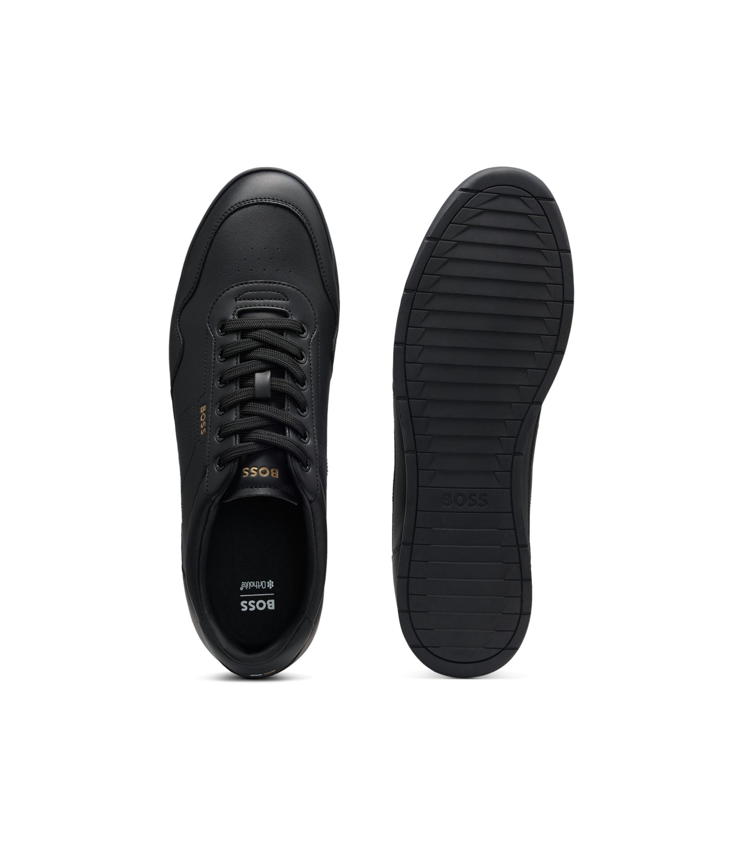 Nappa-leather trainers with gold-tone branding