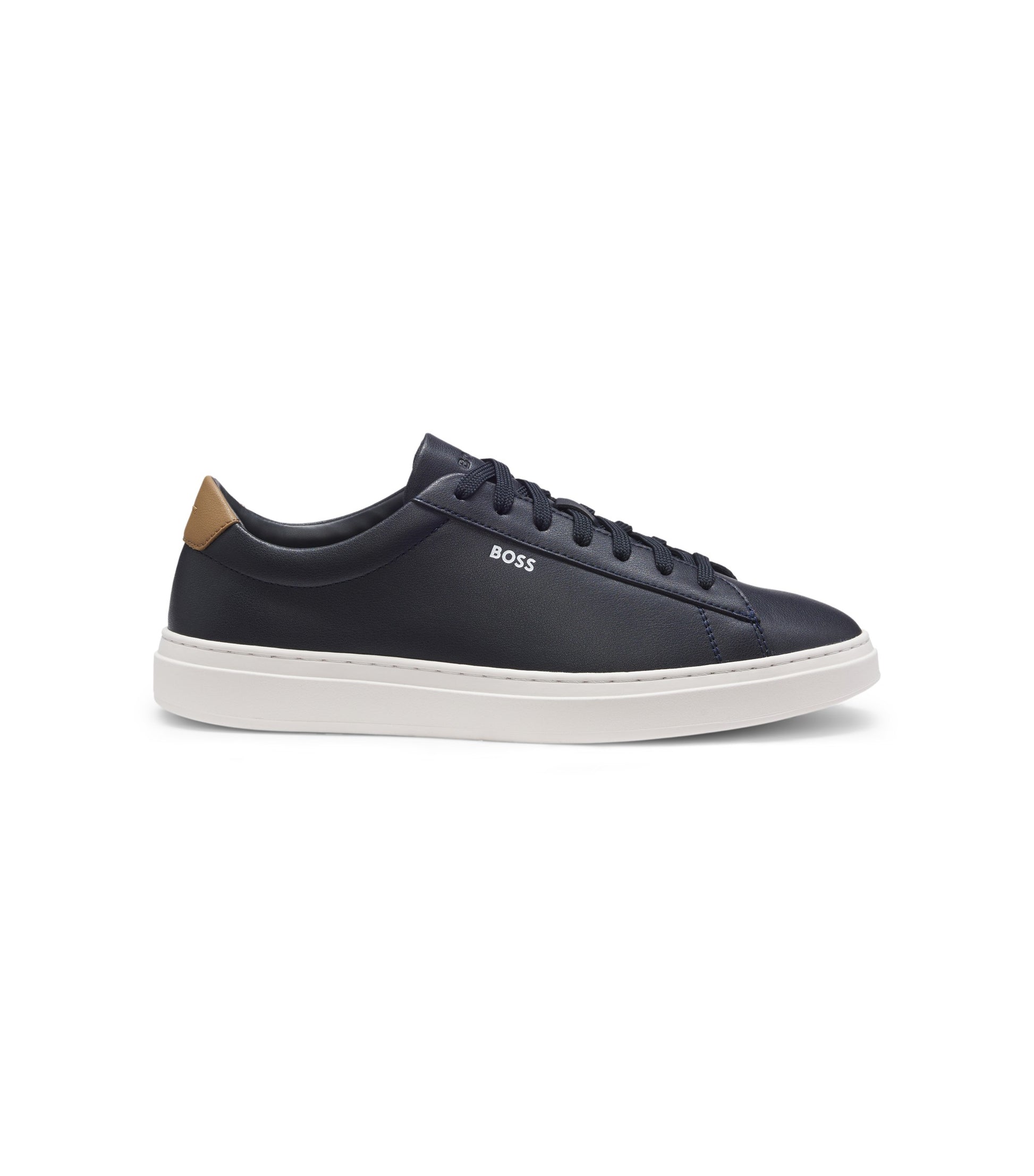 Cupsole trainers in leather with signature-stripe stitching