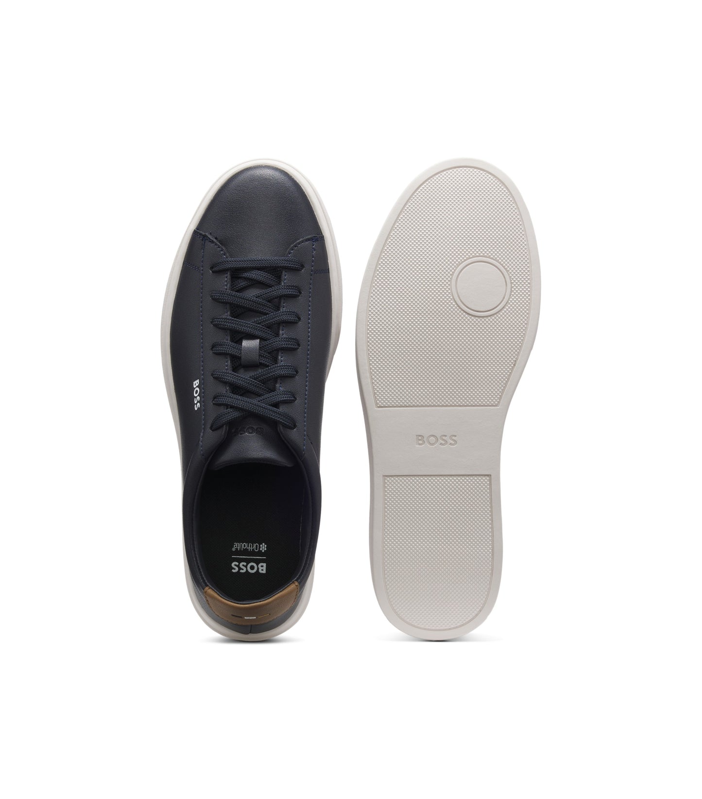 Cupsole trainers in leather with signature-stripe stitching
