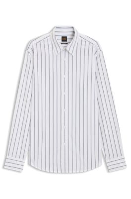 Regular-fit shirt in printed cotton poplin