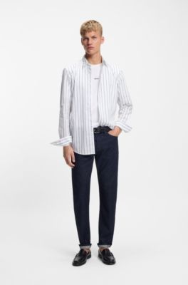 Regular-fit shirt in printed cotton poplin