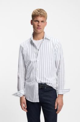 Regular-fit shirt in printed cotton poplin