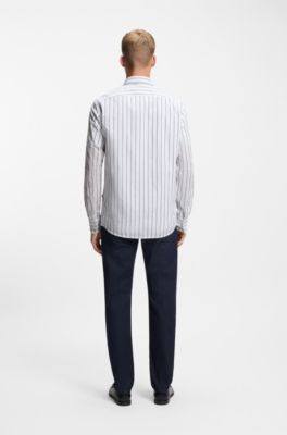 Regular-fit shirt in printed cotton poplin