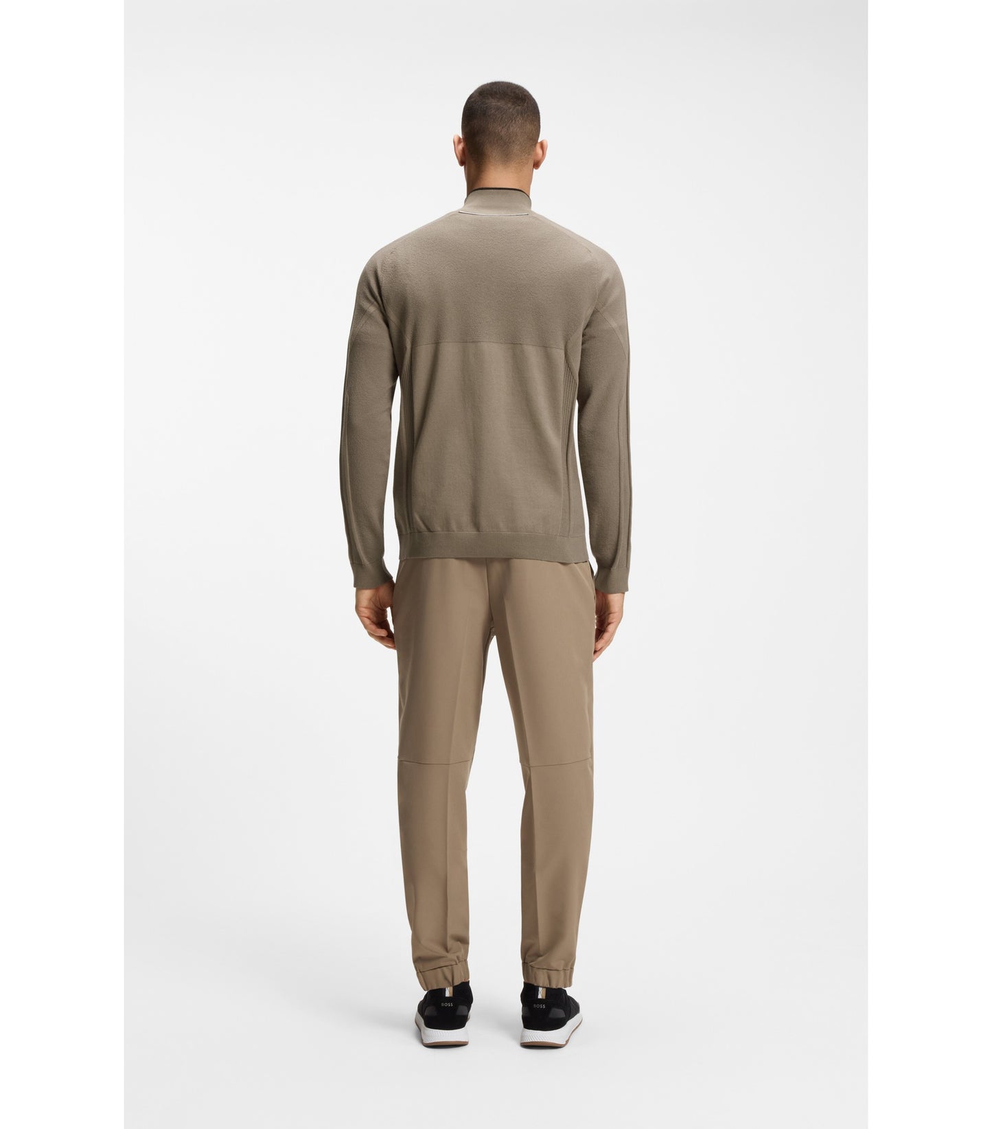 Zip-neck sweater in a mixed-knit cotton blend 