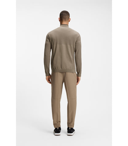 Zip-neck sweater in a mixed-knit cotton blend 