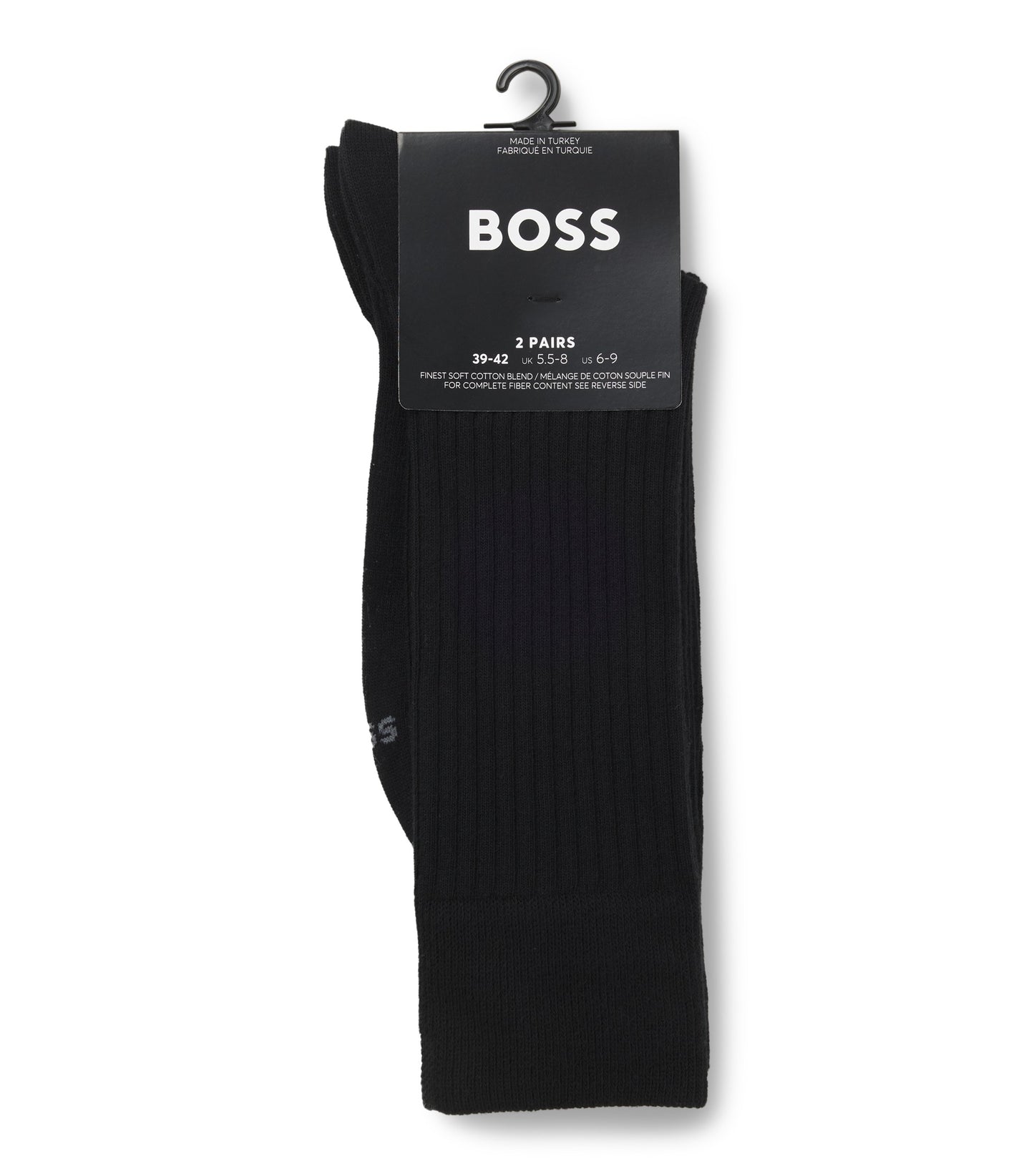 Two-pack of regular-length socks with ribbed structure