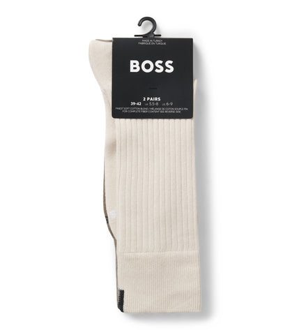 Two-pack of regular-length socks with ribbed structure