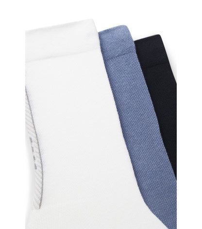 Three-pack of regular-length socks with structured tape