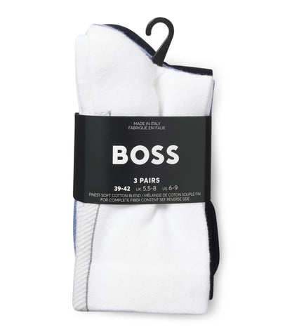Three-pack of regular-length socks with structured tape