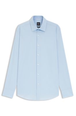 Slim-fit shirt in easy-iron stretch-cotton poplin