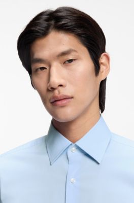 Slim-fit shirt in easy-iron stretch-cotton poplin