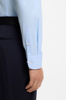Slim-fit shirt in easy-iron stretch-cotton poplin