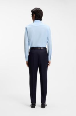Slim-fit shirt in easy-iron stretch-cotton poplin