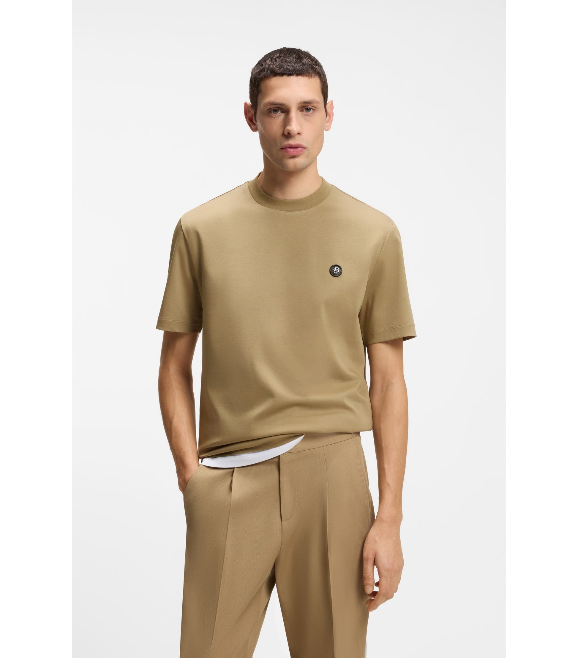 Cotton T-shirt with Double-B-monogram badge