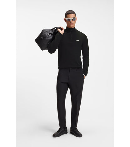 Cotton sweater with quarter zip