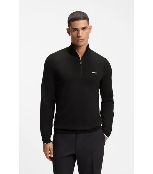 Cotton sweater with quarter zip