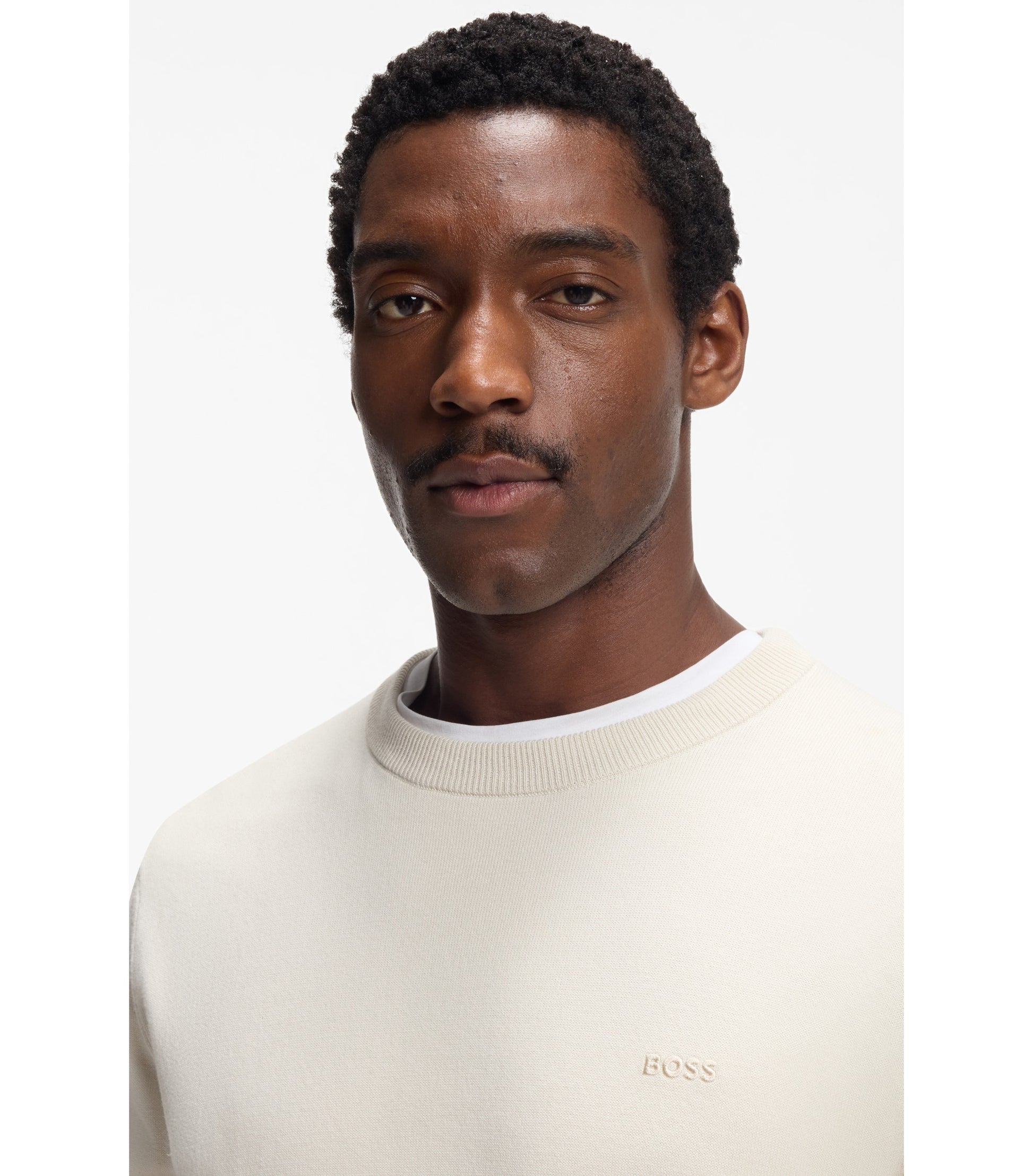 Cotton sweater with embroidered logo