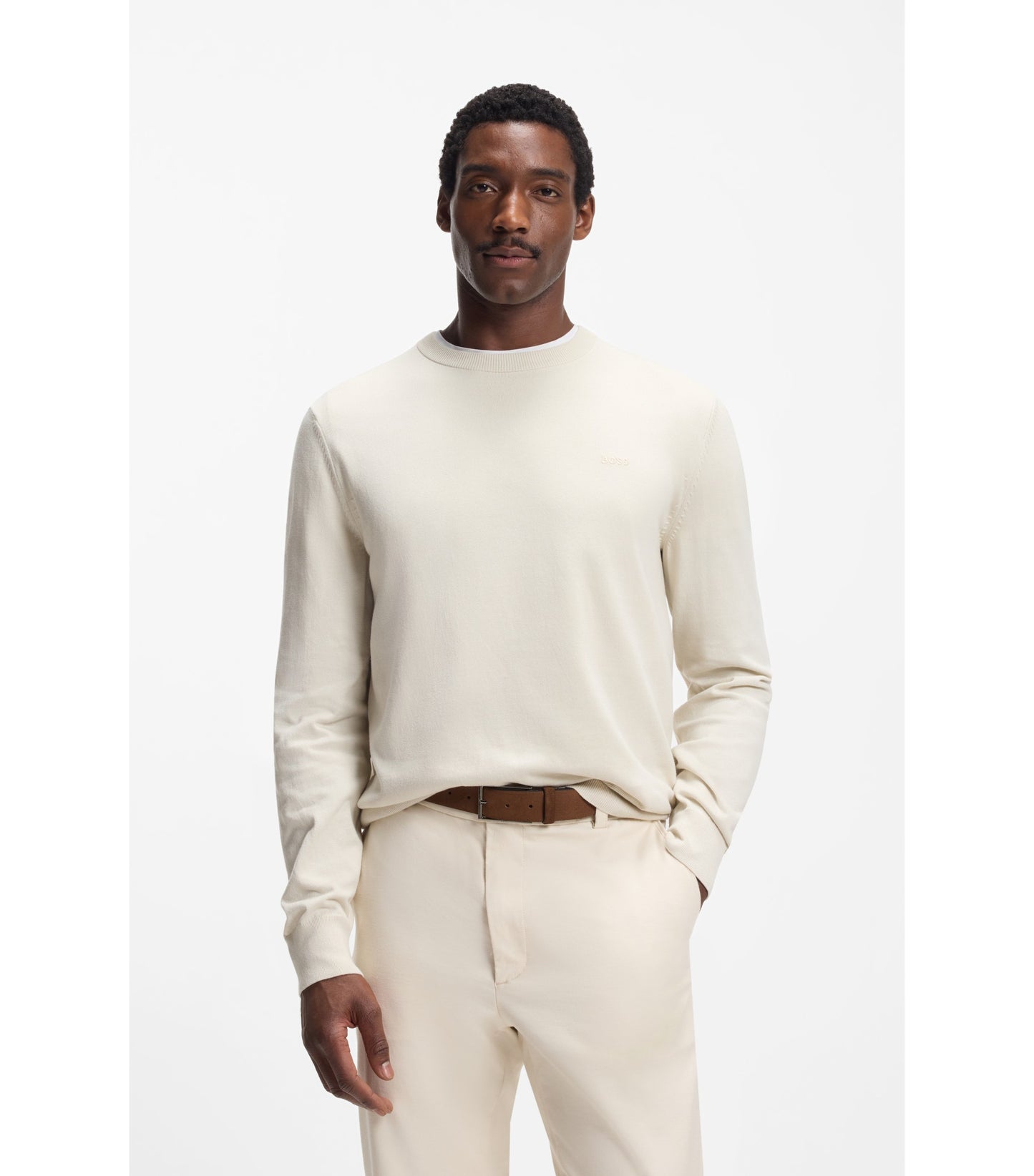 Cotton sweater with embroidered logo