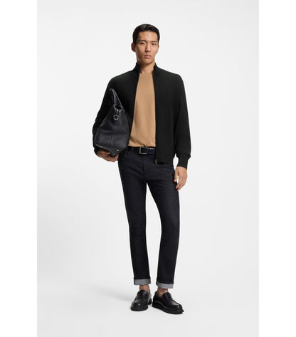 Knitted-cotton cardigan with embroidered logo