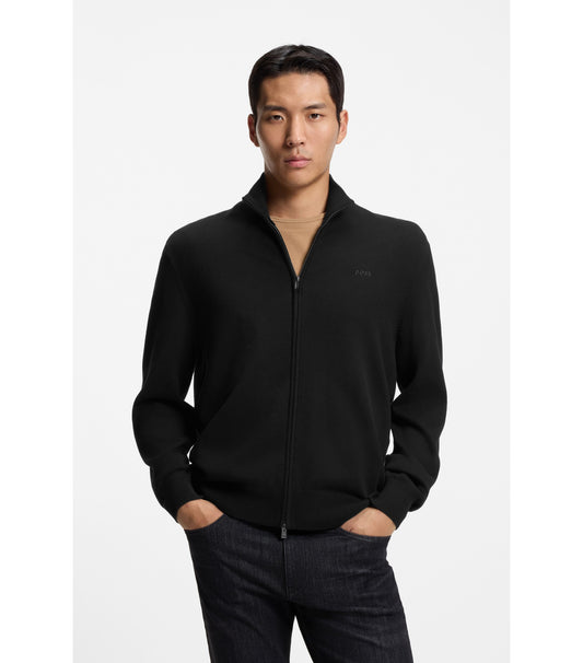 Knitted-cotton cardigan with embroidered logo
