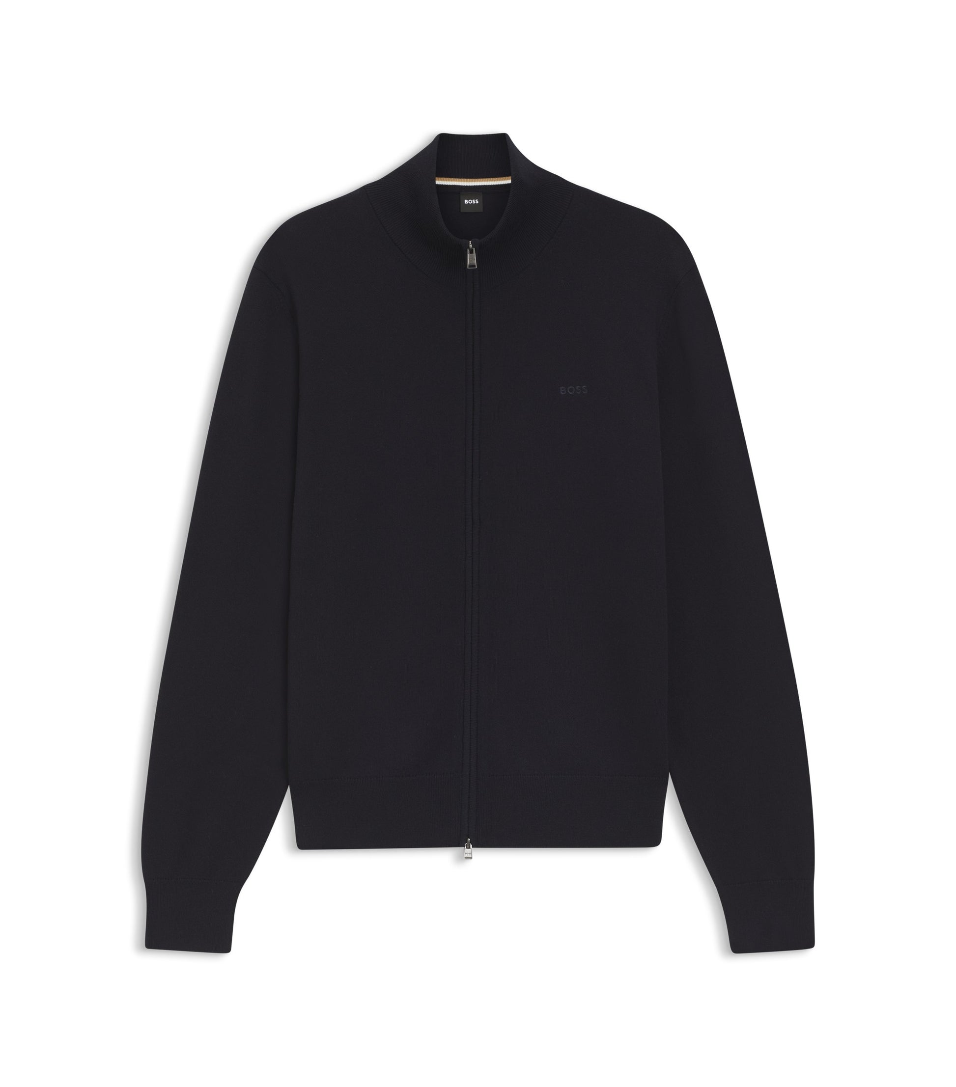 Knitted-cotton cardigan with embroidered logo