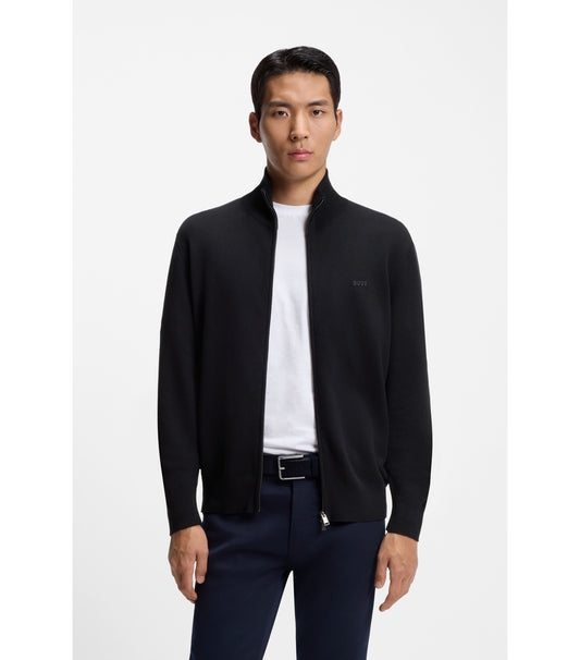 Knitted-cotton cardigan with embroidered logo