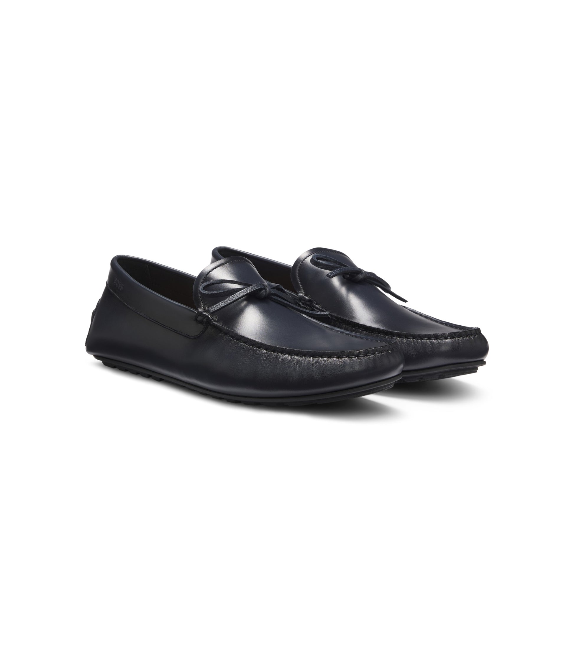 Leather driver moccasins with bow trim