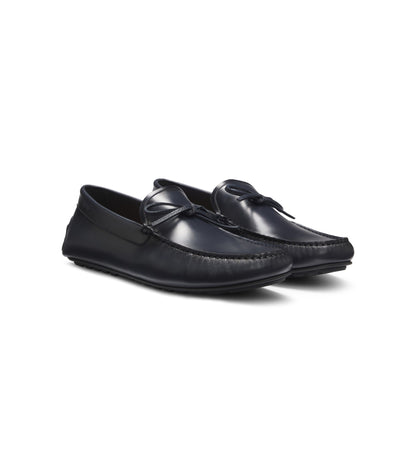 Leather driver moccasins with bow trim