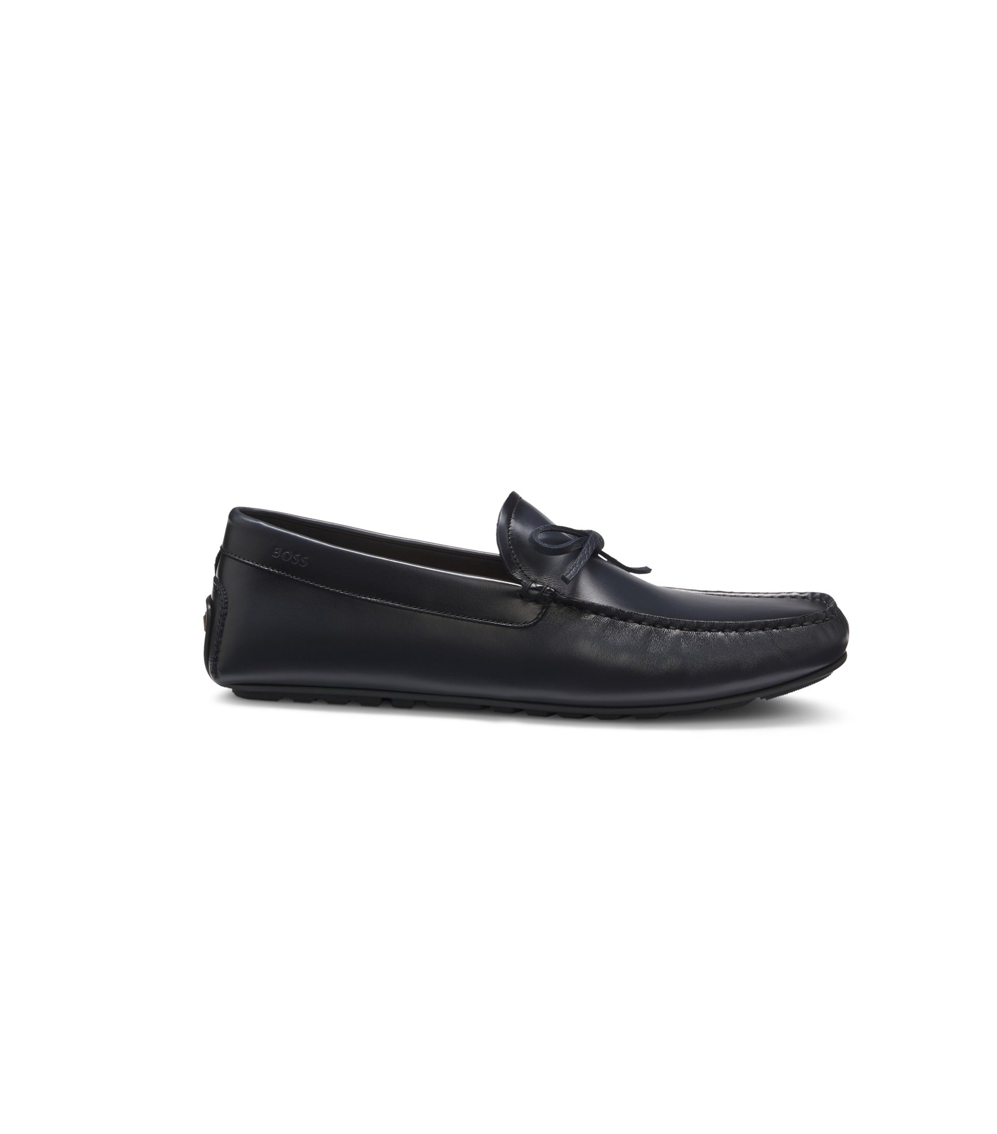 Leather driver moccasins with bow trim