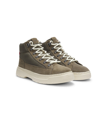 Hybrid boots in suede and canvas
