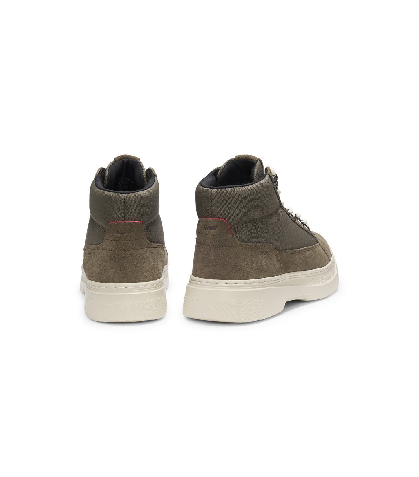 Hybrid boots in suede and canvas