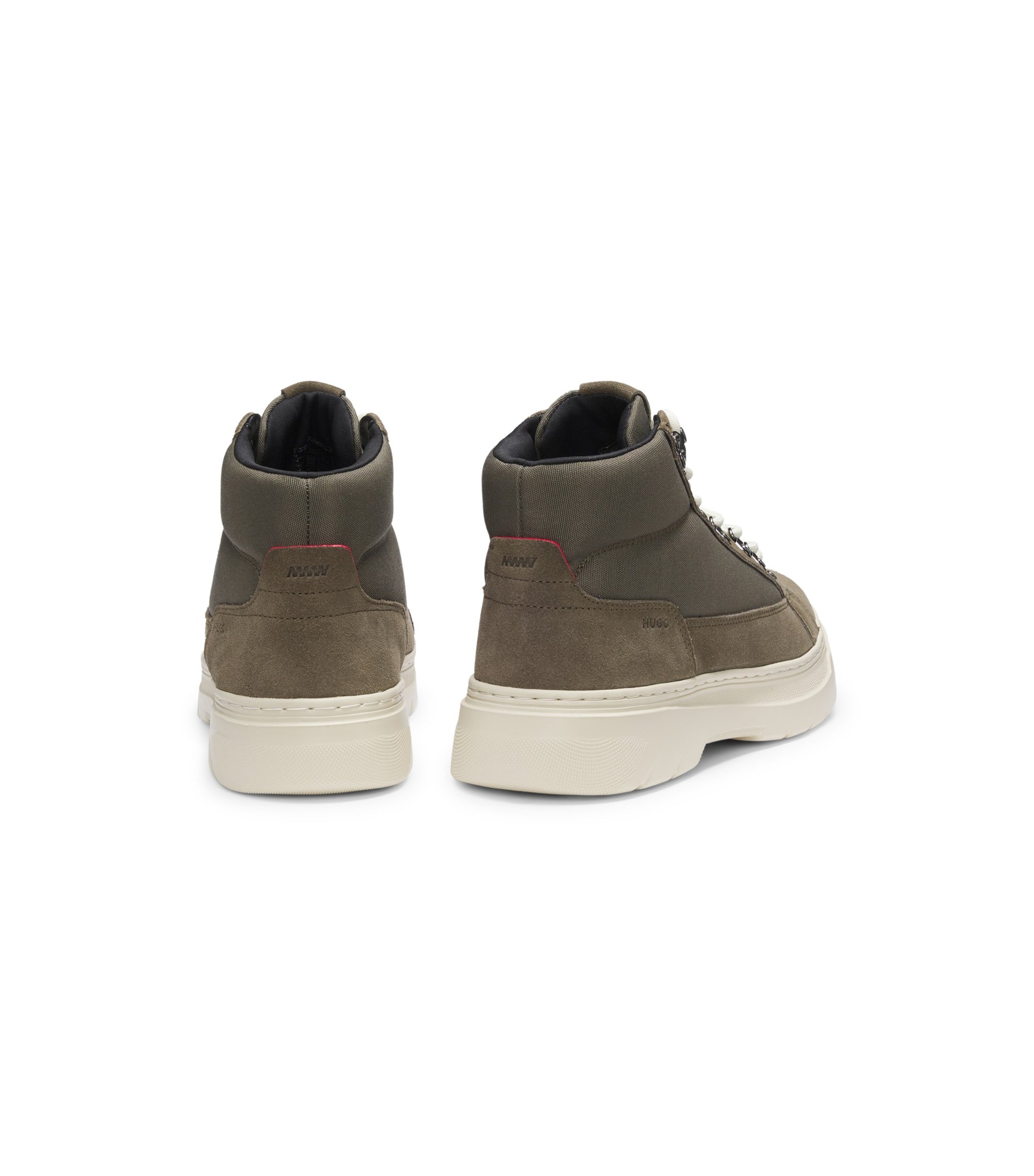 Hybrid boots in suede and canvas