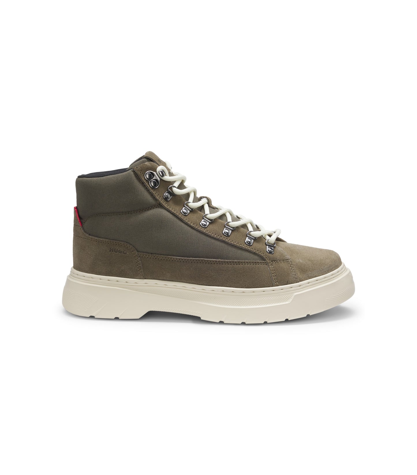 Hybrid boots in suede and canvas