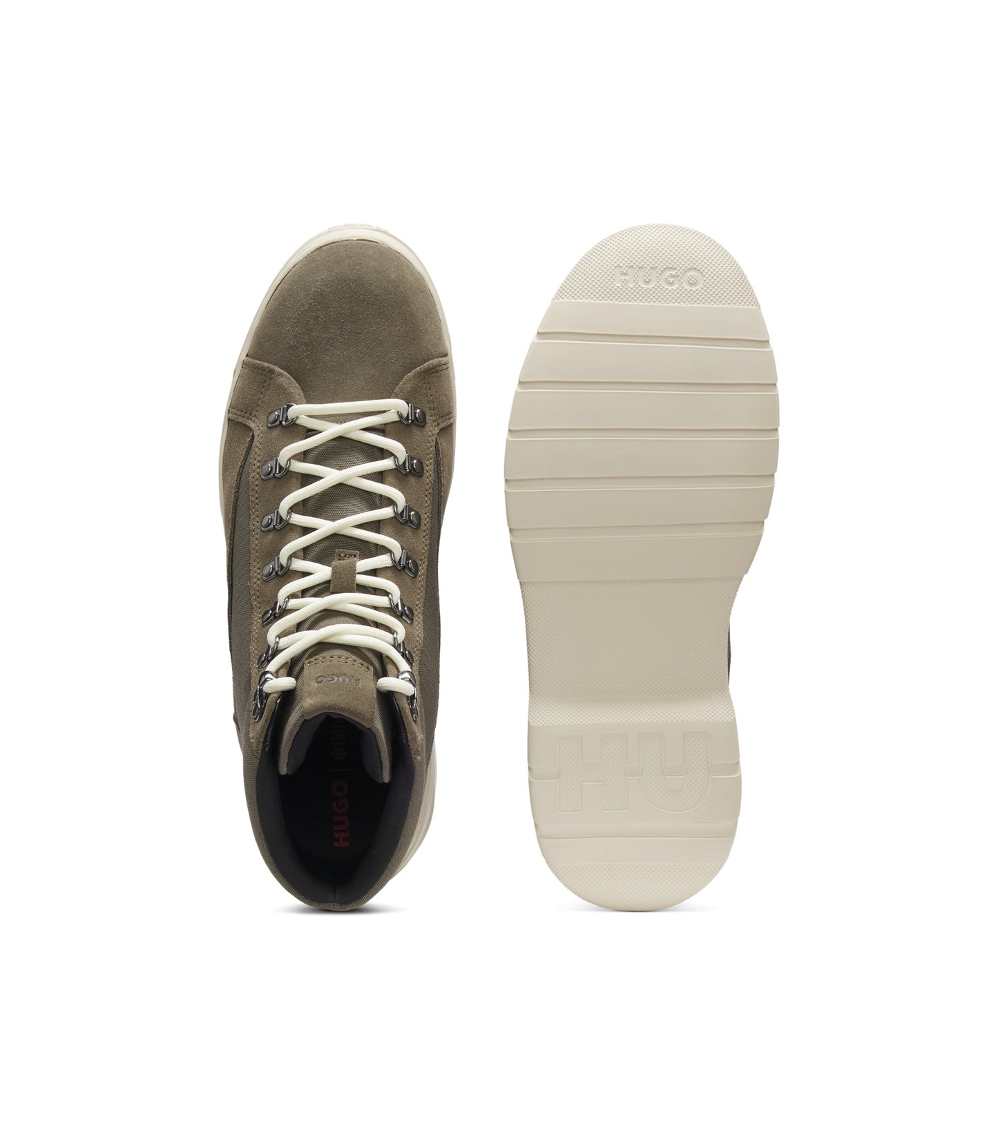 Hybrid boots in suede and canvas