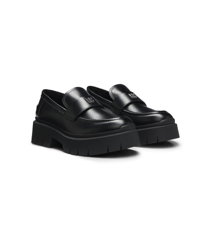 Stacked-logo loafers in faux leather