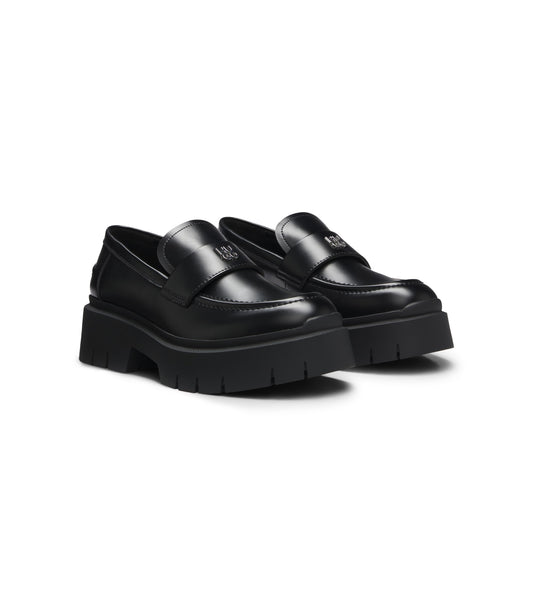 Stacked-logo loafers in faux leather