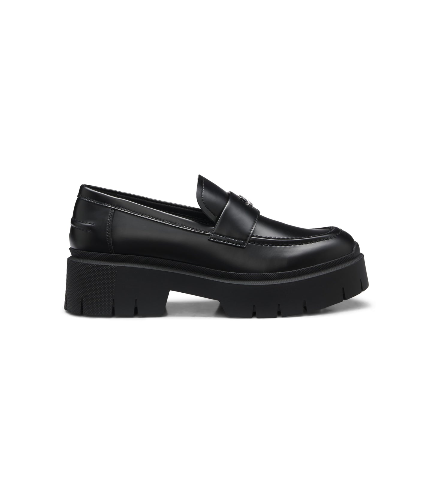 Stacked-logo loafers in faux leather
