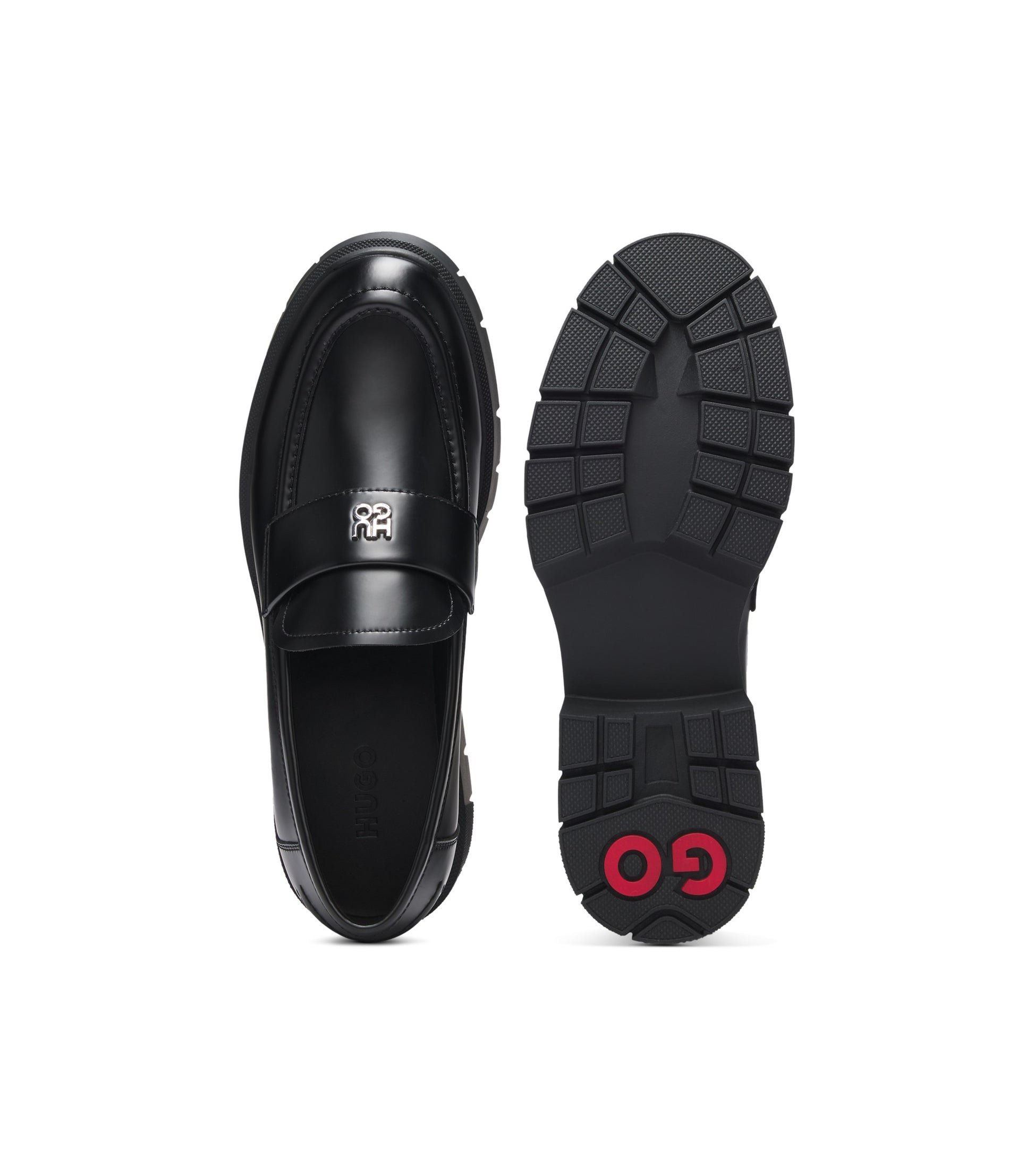 Stacked-logo loafers in faux leather