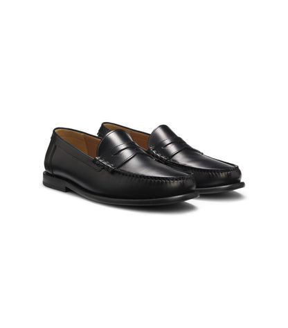 Leather loafers with penny trim